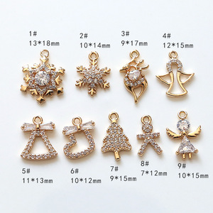 2025 thời trang pha lê giáng sinh cây chuông quyến rũ 18K vàng mạ bông tuyết Mặt dây chuyền phụ kiện đối với trang sức làm - Product Image 5