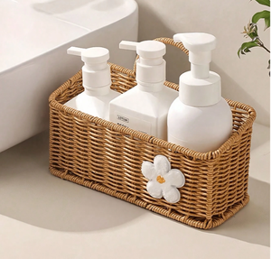 Juego de Accesorios de Baño de Cinco Piezas de Ratán y Polirresina, Moderno, Simple y Ecológico - Product Image 4