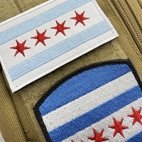 Patch en tissu sergé brodé avec drapeau de Chicago, avec fermeture auto-agrippante pour vêtements, chapeaux, sacs, textiles de maison