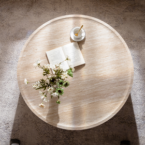 Mesa de Centro Redonda de Madera con Patrón de Marte, Diseño Decorativo Moderno para Sala de Estar, Mueble Móvil para el Hogar - Product Image 4
