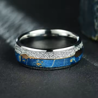 Bague de fiançailles Gentdes Jewelry prête à être expédiée, en bois d'orme de 8 mm, météorite artificielle et tungstène en forme de flèche, pour homme et femme