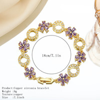 Bracelets classiques en cuivre et zirconium, motif floral, chaîne florale en cristal coloré, bijoux de luxe pour les vacances à la plage pour femmes