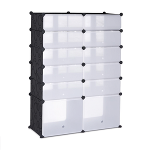 Scarpiera Modulare 37 X 14.6 X 49.2 Pollici in Polipropilene Nero Autoportante 10 Ripiani Design Moderno Arredamento Soggiorno - Product Image 1