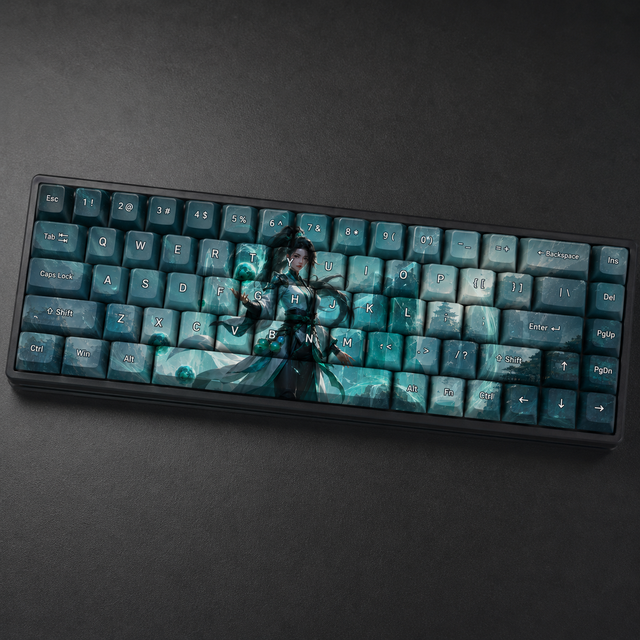 VALORANT Sage 68 Key PBT Dye Sublimation Keycaps Cherry Profile Compact Set for Custom Mechanical Gaming Keyboards