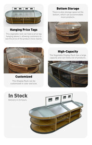Étagère et support de présentation de fruits et légumes écologiques en bois et acier inoxydable grande capacité Highbright HBE-VR-XZY01 - Product Image 5