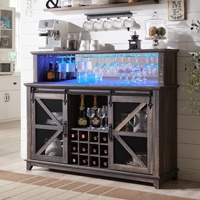 Buffet en verre de style américain moderne et minimaliste avec porte coulissante en fer grillagé, meuble de rangement sur pied pour restaurant
