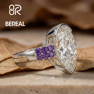 IGI Certified Vvs CVD Lab Grown Diamond Engagement <b>Ring</b> Women Custom <b>925</b> <b>Silver</b> Pear Lab Created Diamond Pave <b>Ring</b> Fine Jewelry - Product Image 2