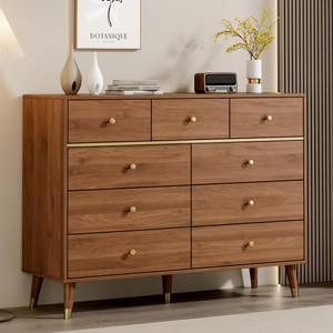 <span class=keywords><strong>Commode</strong></span> à <span class=keywords><strong>9</strong></span> <span class=keywords><strong>tiroirs</strong></span> en bois de style moderne du milieu du siècle avec dispositif anti-basculement, écologique et durable pour la chambre à coucher et le salon - Product Image 1