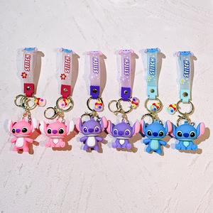 3D PVC Anime llavero Kawaii dibujos animados goma Lilo Stitch Ilaveros Rosa Ángel llavero silicona coche bolsa colgante llavero - Product Image 2