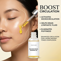 Huile de massage pour drainage lymphatique du visage, jojoba, noix de coco, vitamine E, Gua Sha, rouleau de jade pour le visage, non comédogène, végan, sans cruauté, 30 ml
