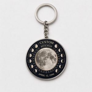 Porte-clés personnalisé par le fabricant, double face, carte des étoiles et phase de lune, avec date de naissance, souvenir d'anniversaire, cadeau - Product Image 2
