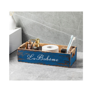 Caja de madera personalizada de nuevo diseño, caja de almacenamiento de madera desgastada de granja, caja de decoración de baño rústica - Product Image 2