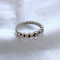 Bague massive en argent sterling 925 avec perles de 7 mm, bague statement en argent massif, bijoux de mode pour femmes et hommes