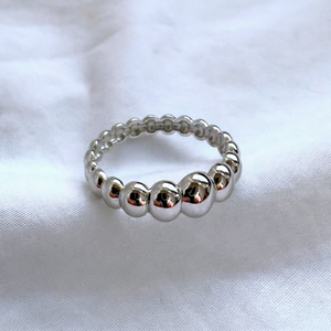 Anillo de Plata de Ley 925 Sólida con Cuentas Gruesas de 7mm, Anillo de Bolas de Plata Maciza, Anillo de Moda para Mujer y Hombre - Product Image 1