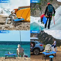 Ensemble table et tabourets pliants portables pour le camping en plein air, légers, en plastique, robustes, réglables, meubles d'extérieur