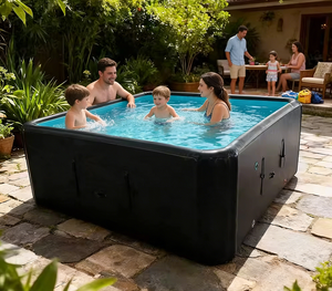 Piscine gonflable Drop Stitch pour 4 personnes, 6 places, pour la cour, jeux aquatiques familiaux, piscine extérieure avec système <span class=keywords><strong>de</strong></span> filtration - Product Image 1