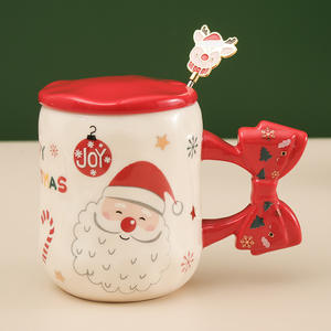 Tasses en céramique créatives de Noël avec couvercles, cuillères, jolies tasses à café pour couple - Product Image 4