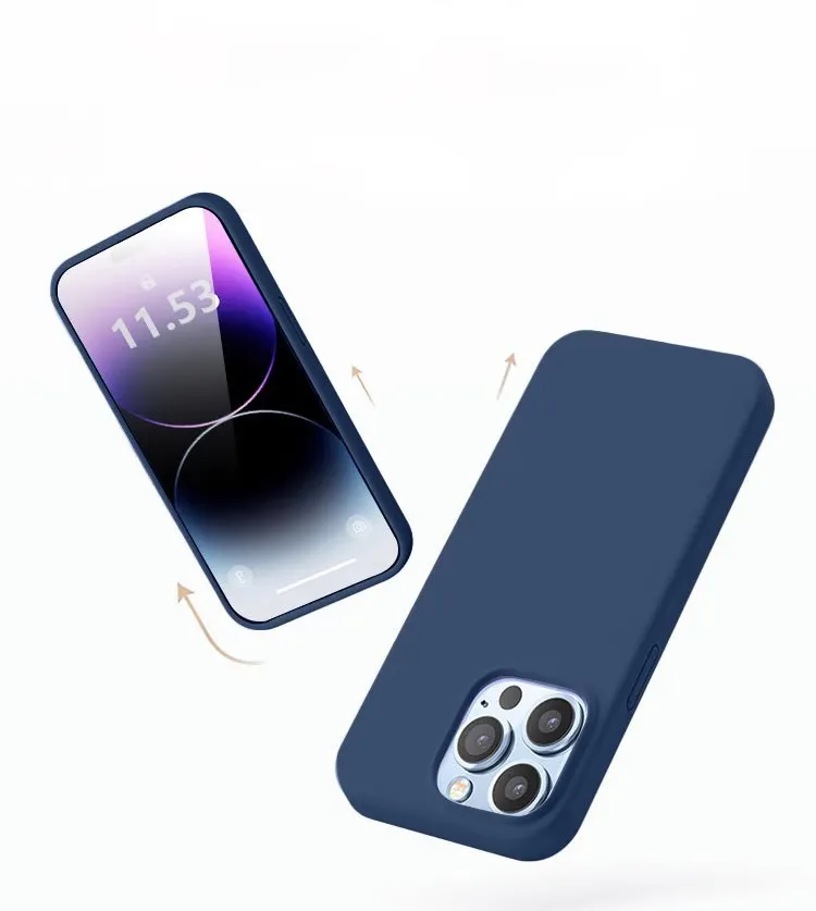 IPhone 15 용 액체 실리콘 전화 케이스 무선 충전 및 애니메이션 전화 케이스가있는 원본 로고