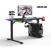 Bureau de jeu de nouvelle génération en forme de L avec porte-gobelet, charge USB/sans fil, éclairage LED - Configuration de jeu complète