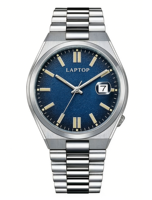 Montre à quartz pour homme 41,5 mm avec verre saphir, acier inoxydable, affichage de la date, aiguilles lumineuses, 5 ATM, montre de style professionnel