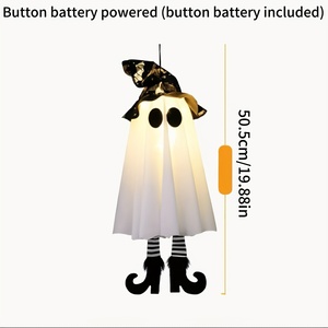 Luces fantasma espeluznantes de Halloween, adornos de fantasma con sombrero de bruja, decoraciones de Halloween iluminadas con LED, adecuadas para jardines exteriores. - Product Image 2