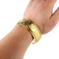 Bracelet manchette ouvert plaqué or de luxe avec motifs floraux pour femme, idéal pour mariage