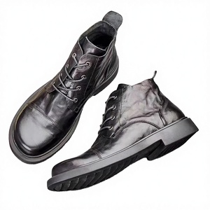Bottes montantes en cuir véritable pour hommes, pointures 36-47, nouvelle collection, tendance mode, semelle intérieure en PU, chaussures décontractées - Product Image 3