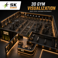 Équipement de Gym Commercial Complet SK – Ensemble Complet avec Visualisation 3D et Aménagement – Musculation, Cardio, Poids Libres – Vente Directe Usine OEM/ODM