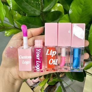 Venta al por mayor Big Brush Fruit Lip Plumper Oil Etiqueta privada Vegan Pink Lip Oil Hidratante Bálsamo labial hidratante - Product Image 2