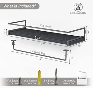 Étagères murales suspendues en métal, fer et bois, 2 pièces, pour chambre, placard, cuisine, rangement, organisateur d'épices - Product Image 3