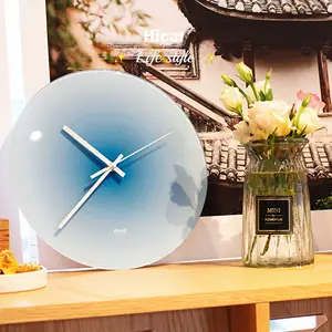 Sunset wall clock net red ins light luxury living room punch-free creative fashion decoration mute glass watch