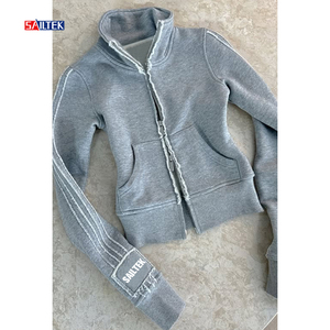 Ensemble Deux Pièces <span class=keywords><strong>Femme</strong></span> Vente en Gros Nouvelle Mode Survêtement à Capuche Double Zip Ensemble Personnalisé Pull à Capuche Double Fermeture Éclair et Pantalon - Product Image 3