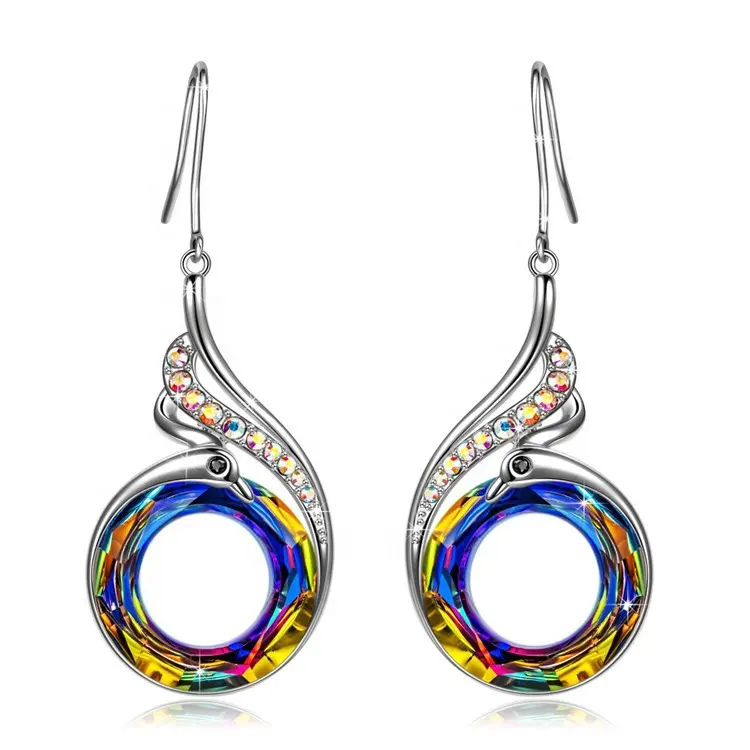 New product colorful crystal nirvana of phoenix gradient earrings geometric round female earrings