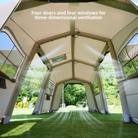 Tente tunnel gonflable de camping familiale, 2 chambres, 1 séjour, imperméable, XXL, UPF50+, ventilation en maille, quatre saisons
