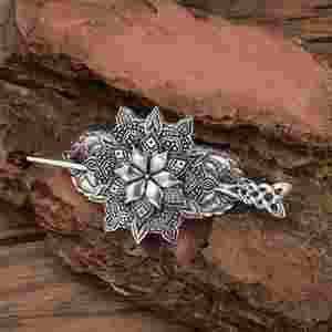 Pince à cheveux bohème nordique viking rétro en alliage de lotus, pince à cheveux norvégienne personnalisée pour femmes, tressée, tendance, 6 cm - Product Image 3