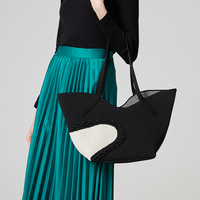 Tissu écologique de haute qualité, motifs personnalisés luxueux, sac à main noir de grande taille pour femmes