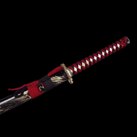 Épée en bois de samouraï avec motif de flamme, fabriquée en Chine à Longquan, accessoires de jeu d'animation, épée en bois d'entraînement japonaise
