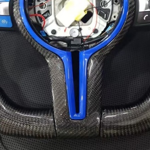 Volante de Coche de Cuero Azul y Fibra de Carbono para <span class=keywords><strong>BMW</strong></span> F10 F11 F20 F21 F30 F31 F34 F32 F33 F36 F20 F22 F23 F48 M3 M5 Serie <span class=keywords><strong>E</strong></span> - Product Image 4