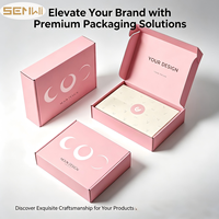 Boîtes d'expédition en carton ondulé avec impression de lune rose et logo personnalisé, boîtes pliantes de luxe pour vêtements