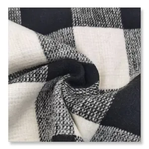 High quality autumn & winter polyester black and white check plaid tweed wool fabric for men suit