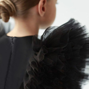 Robe noire à volants en maille pour filles, style gothique, robe de performance pour enfants, tenue de fête d'Halloween, vêtements de danse de scène - Product Image 5