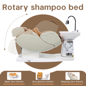 Professioneller Moderner Hochwertiger Orangefarbener Friseursalon-Liegeplatz Waschbett Elektrischer Shampoo-Stuhl mit Becken - Product Image 4