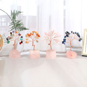 Wholesale Natural Stones Gemstones Lucky <b>Trees</b> Rose Quartz Raw Stone Bases Crystal <b>Trees</b> for Feng Shui Decoration - Product Image 2