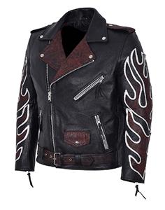 Chaqueta con Capucha para Hombre, Personalizada, 100% Cuero Nappa Rojo Genuino, Estilo con Capucha, Herrajes YKK, Marca Privada OEM/ODM - Product Image 2