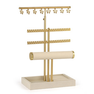 3 Tier Jewelry Organizer Stand with Ring Tray - Adjustable <b>Tall</b>, Jewelry Holder for Necklace, Bracelet, Earring, Ring <b>Storage</b> - Product Image 1
