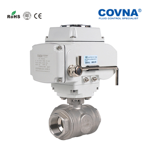 COVNA NPT filetage 3 voies en acier inoxydable DN20 T ou L Port de type vanne à bille à actionneur électrique - Product Image 5