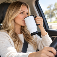 Mug à café isotherme en acier inoxydable 304 à double paroi de 14 oz, vierge pour sublimation, avec poignée et couvercle, pour voyage en voiture, personnalisable en gros avec logo