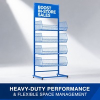 Présentoir mobile métallique personnalisé pour bonbons avec roulettes, étagères multi-niveaux en treillis métallique pour chips et snacks en magasin de détail