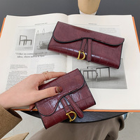 Dompet Clutch Kulit PU Kapasitas Besar untuk Wanita, Dompet Panjang Model 2026 dengan 20 Slot Kartu, Motif Batu, Ritsleting, Dapat Dilipat