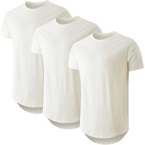 T-shirt long pour homme à manches courtes 100 % coton col rond respirant en jersey uni tendance - Product Image 1